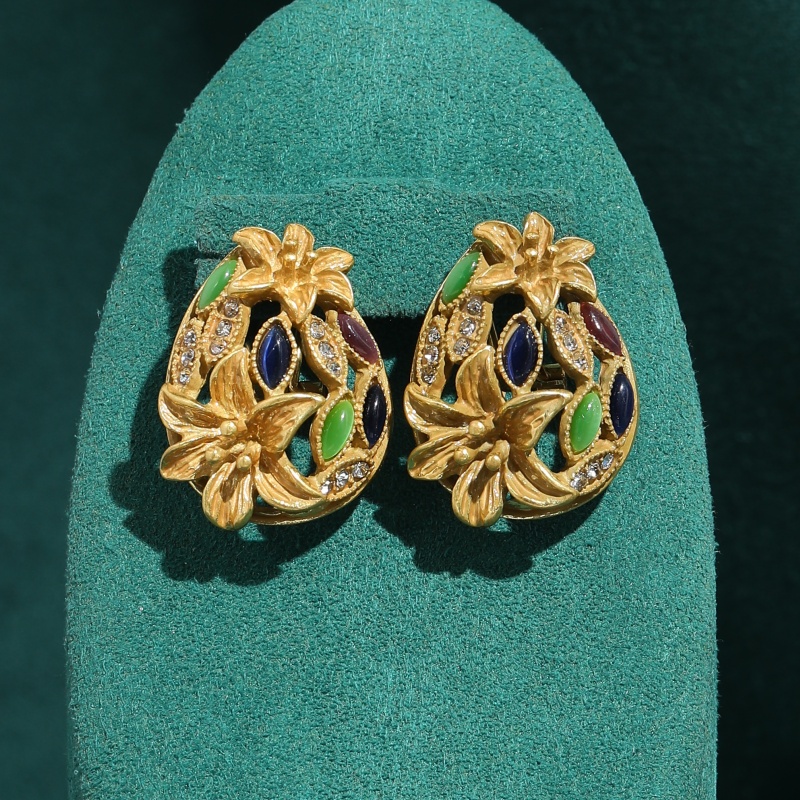 Vintage Fashion Jewelry Brands - Brincos vintage de vidro colorido para