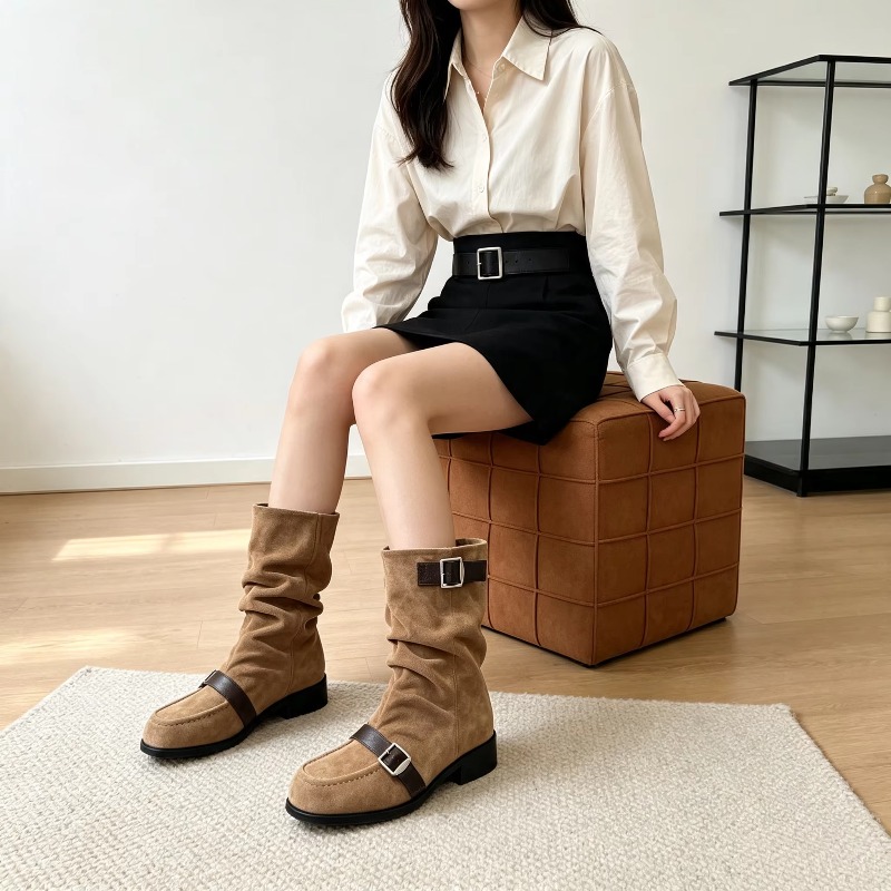 Vintage Fashion De - Botas de cano curto femininas com