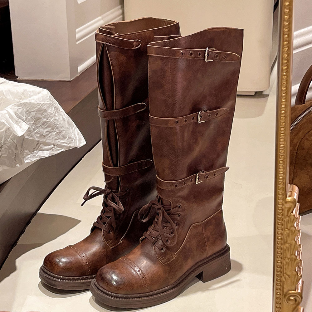 Vintage Fashion Designer - Botas altas de joelho femininas vintage