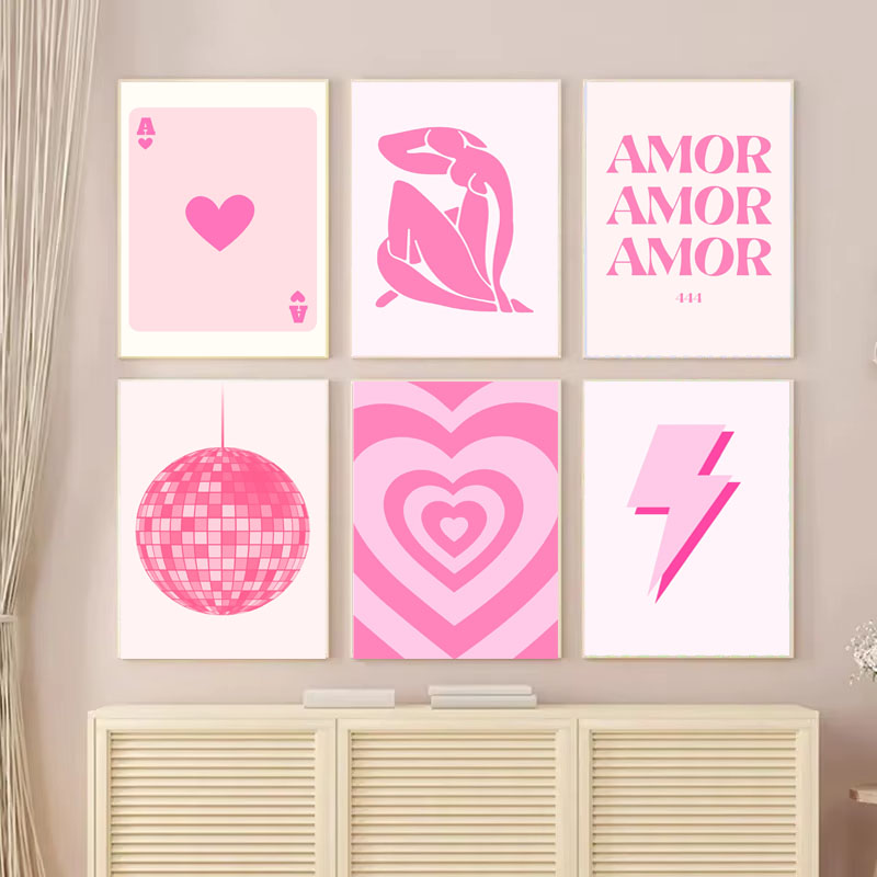 Vintage Fashion De - Pintura em Tela 1pc, Pôster Rosa