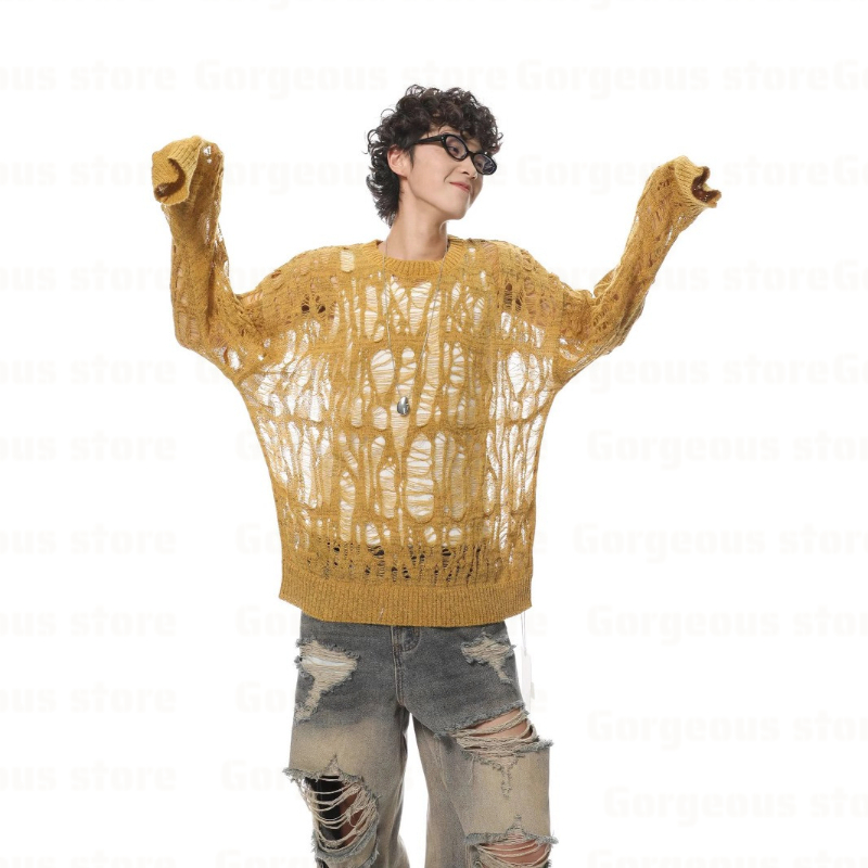 Vintage Fashion Japan - Suéter de malha vintage rasgado com