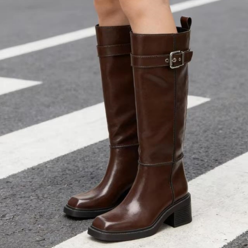 Vintage Zipper - Botas de Cano Alto Marrom Estilo