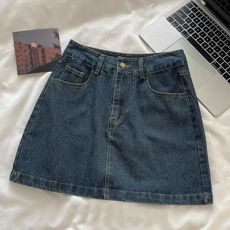Vintage Fashion - Conjunto de Saia Jeans Y2K: Jaqueta