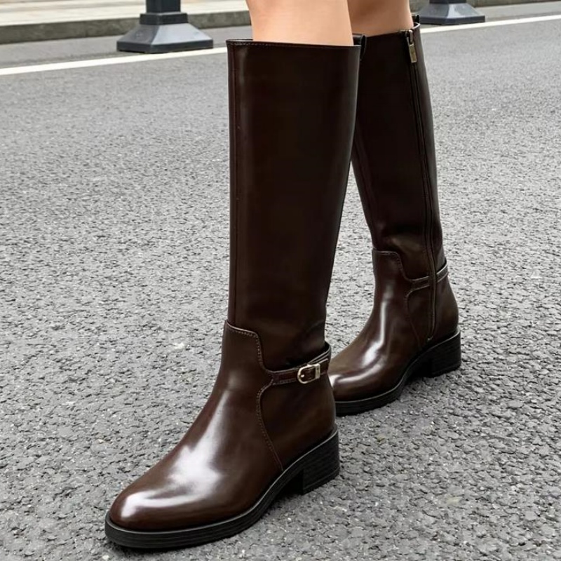 Vintage Zipper - Botas de Couro Marrom Vintage para