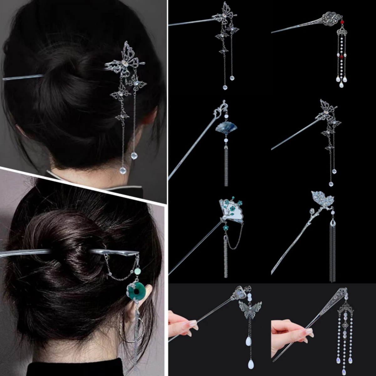 Vintage Fashion Accessories - 18cm estilo chinês hairpin elegante flor