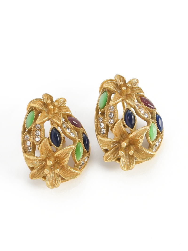 Brincos vintage de vidro color - Vintage Fashion Jewelry Brands avaliação e preço