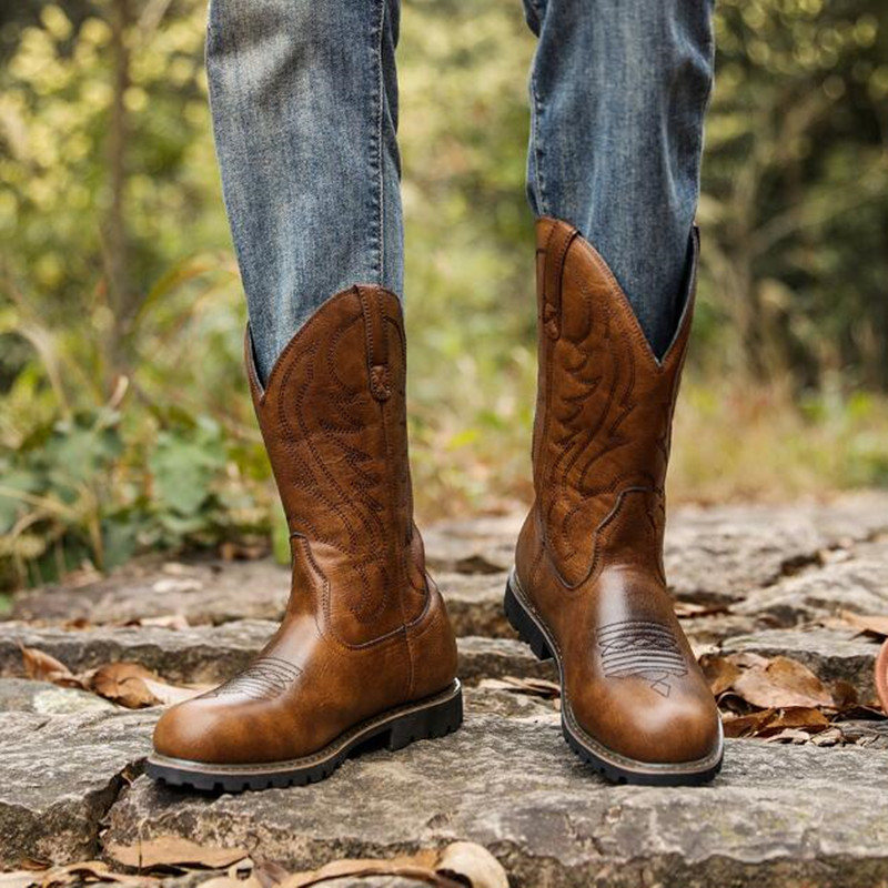 Botas de cowboy masculinas gót - Vintage Fashion Aesthetic avaliação e preço