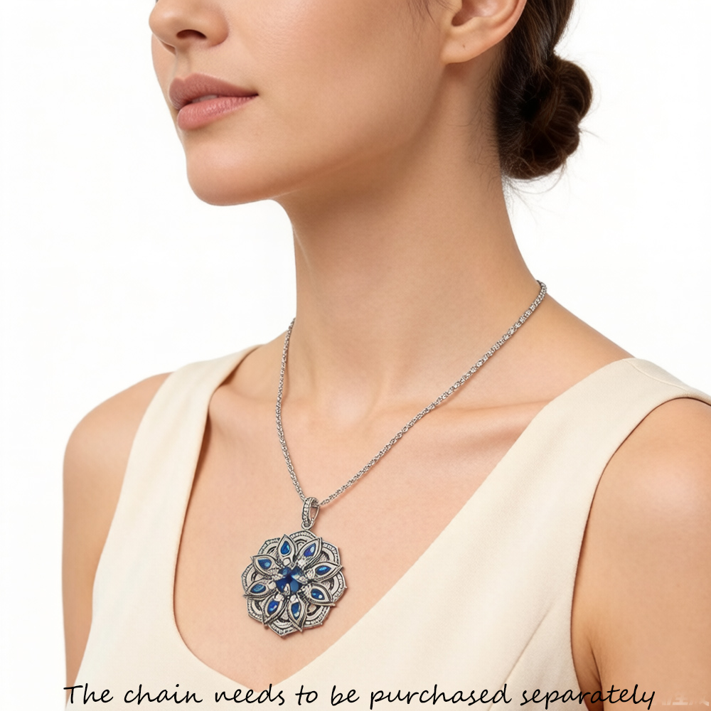 Pingente De Flor De Lótus Azul - Vintage Fashion Jewelry Brands avaliação e preço