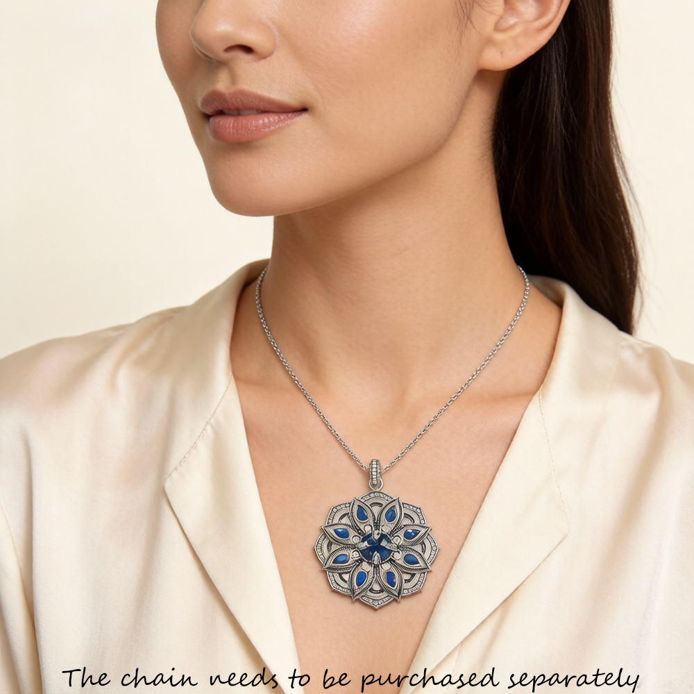 Pingente De Flor De Lótus Azul - Vintage Fashion Jewelry Brands avaliação e preço