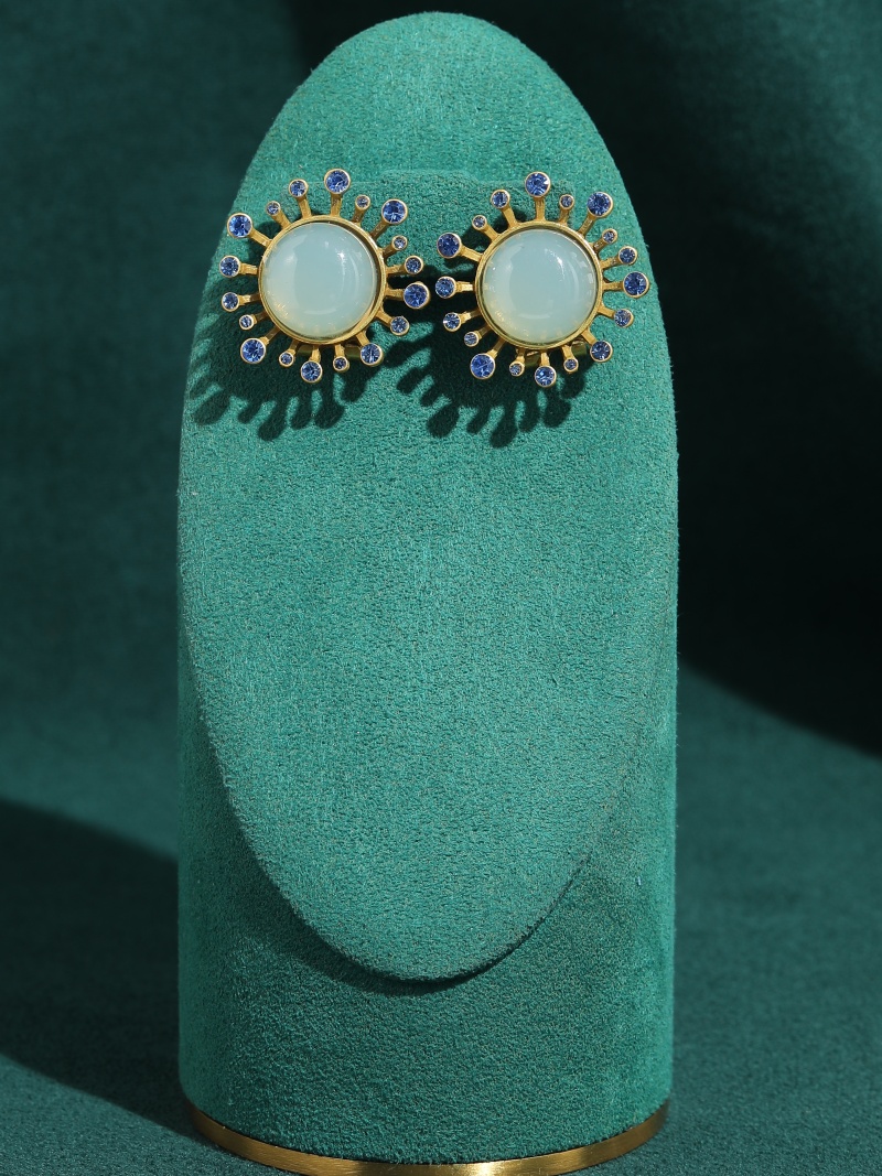 Brincos Vintage de Ágata Verde - Vintage Fashion Jewelry Brands avaliação e preço