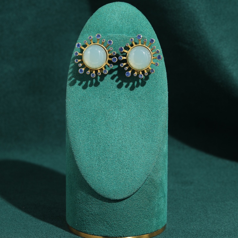 Brincos Vintage de Ágata Verde - Vintage Fashion Jewelry Brands avaliação e preço