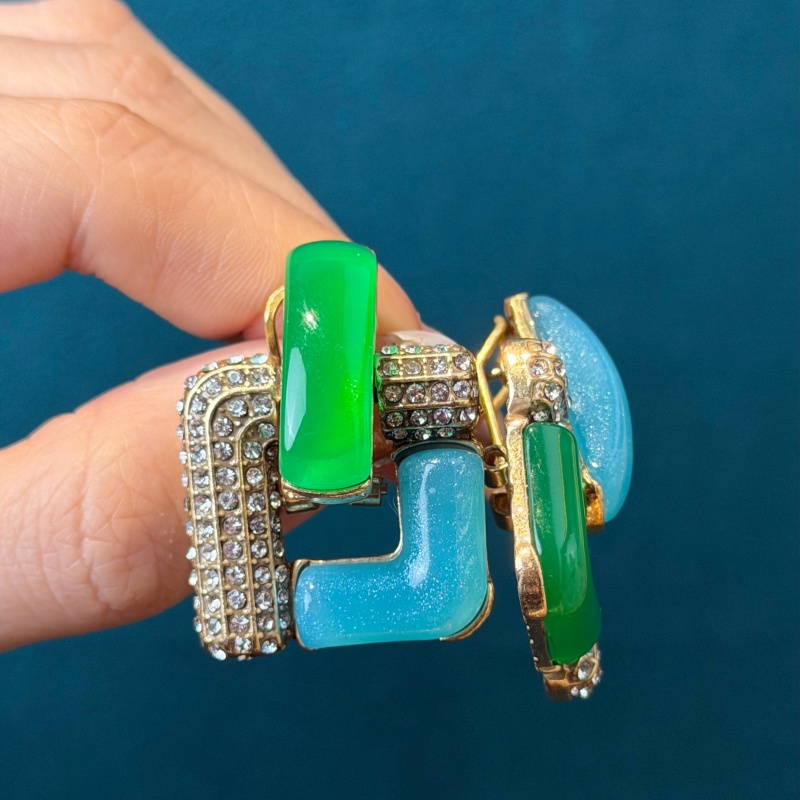 Brincos Geométricos Quadrados  - Vintage Fashion Jewelry Brands avaliação e preço