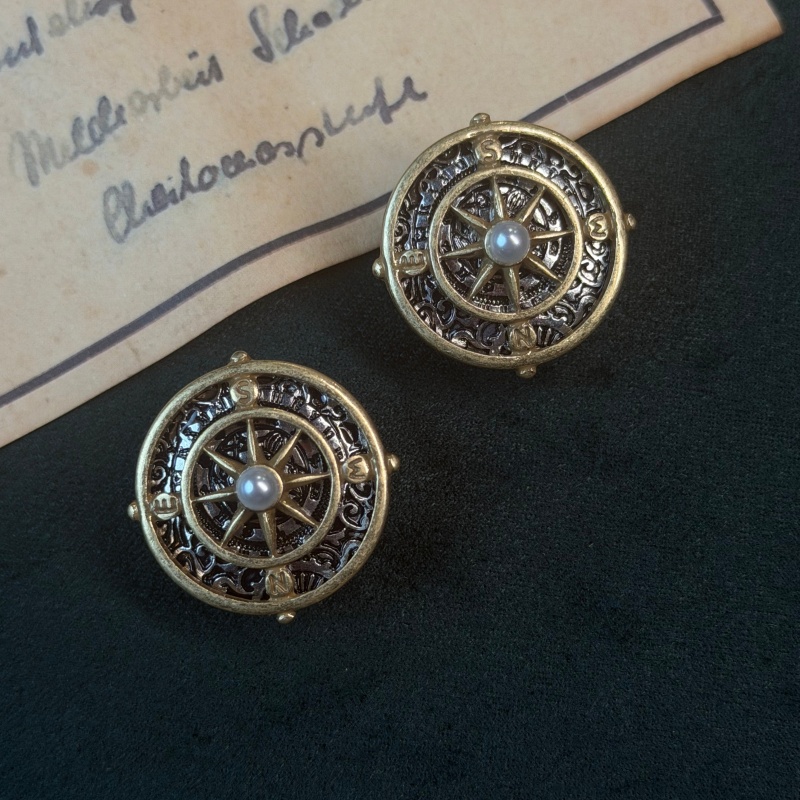 Brincos de Bússola Vintage par - Vintage Fashion Jewelry Brands avaliação e preço