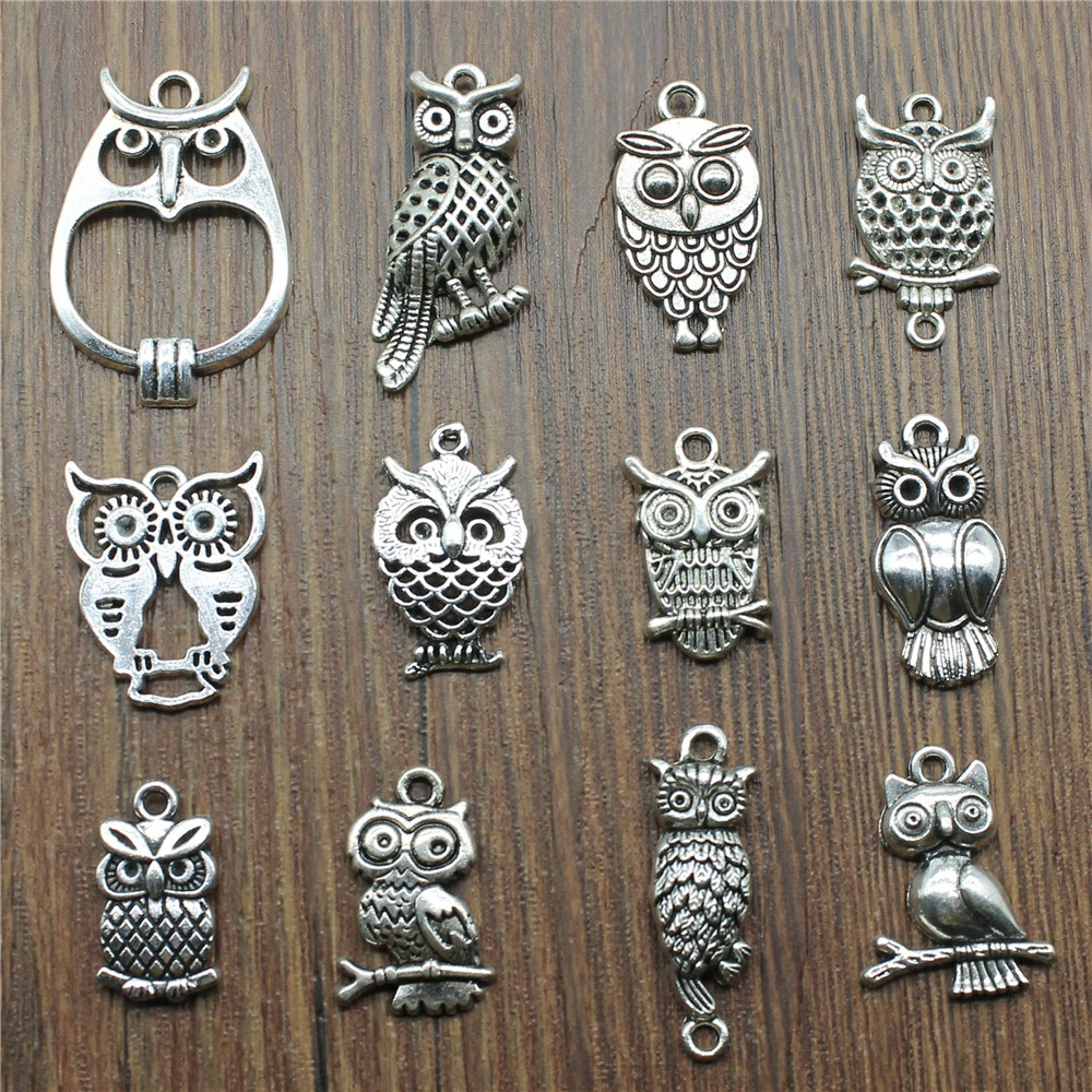 10 pçs encantos coruja antigo  - Vintage Fashion Blog avaliação e preço