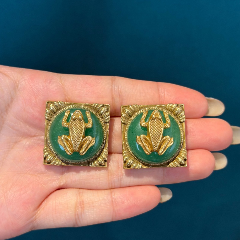 Brincos de Sapo Quadrados Vint - Vintage Fashion Jewelry Brands avaliação e preço