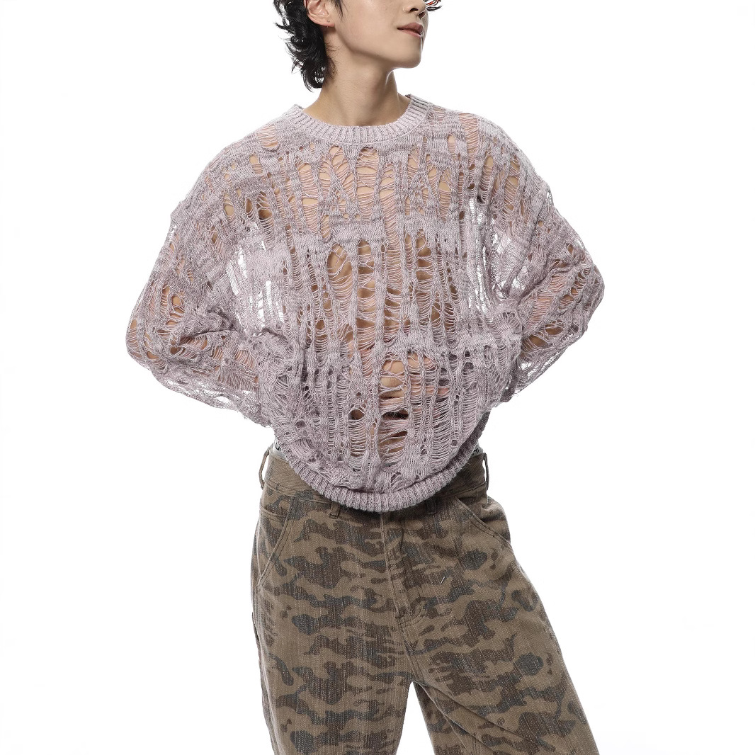 Suéter de malha vintage rasgad - Vintage Fashion Japan avaliação e preço