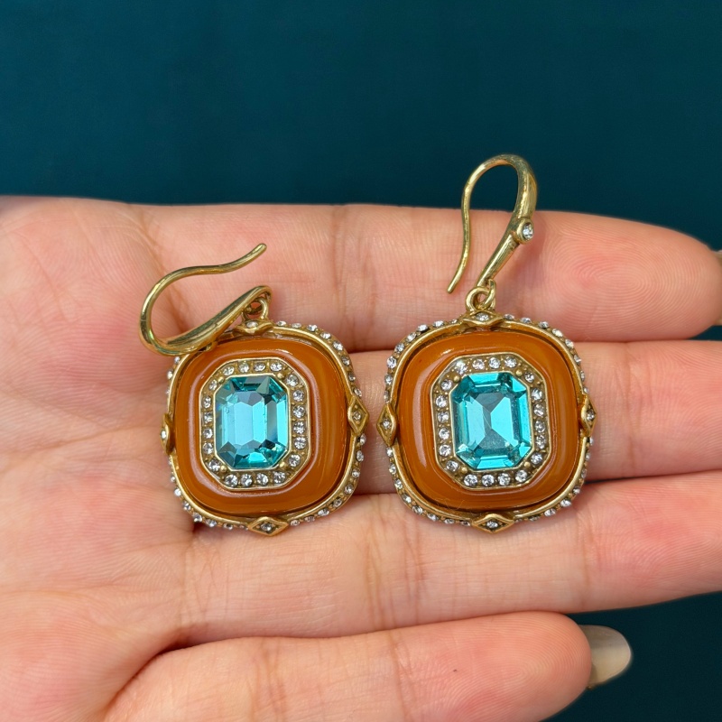 Brincos vintage de cristal azu - Vintage Fashion Jewelry Brands avaliação e preço