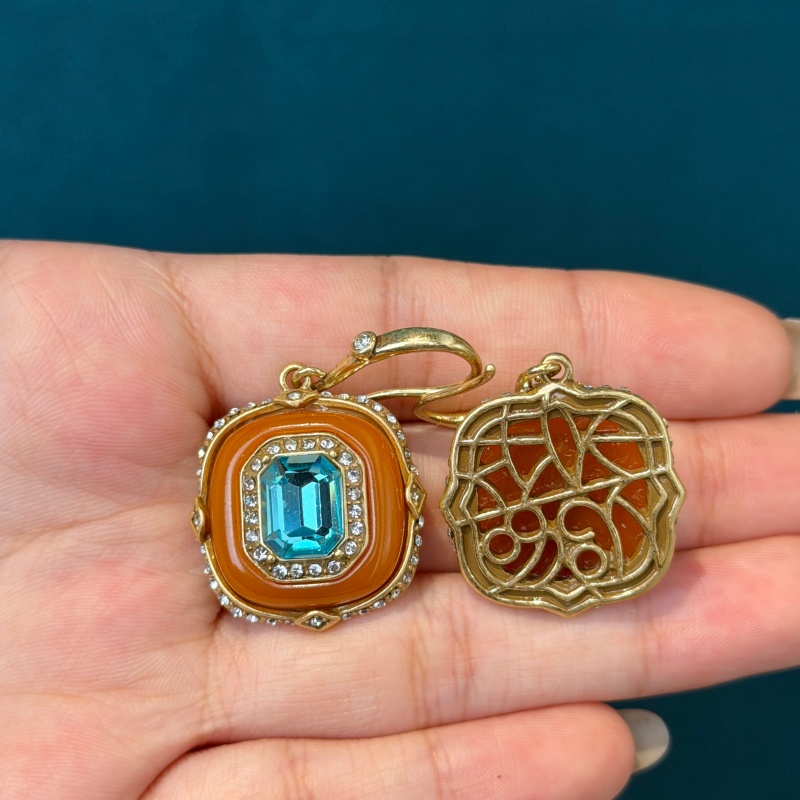 Brincos vintage de cristal azu - Vintage Fashion Jewelry Brands avaliação e preço