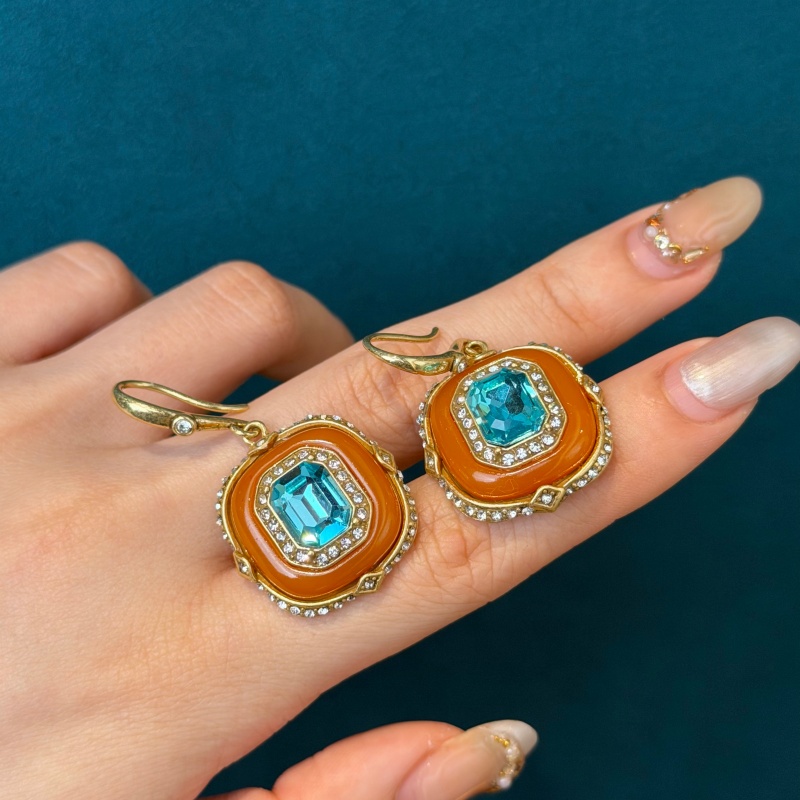 Brincos vintage de cristal azu - Vintage Fashion Jewelry Brands avaliação e preço