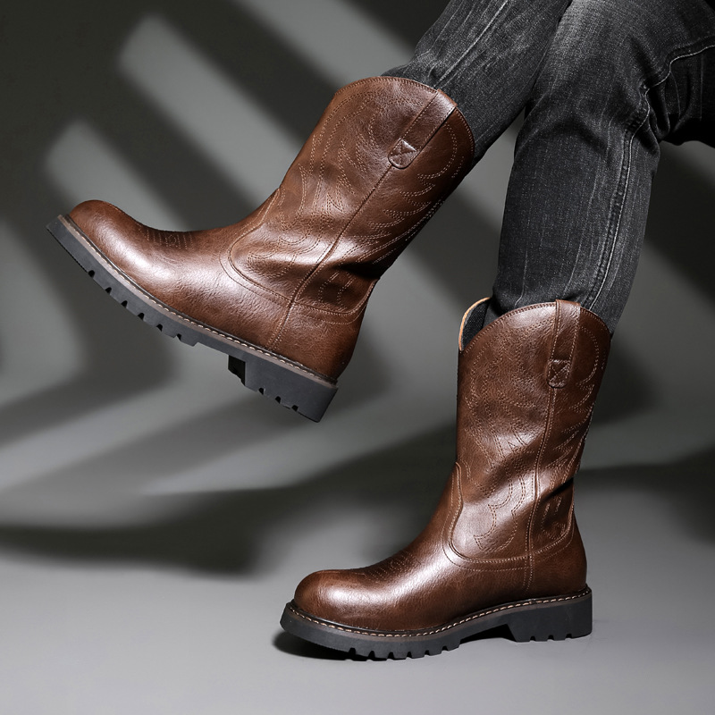 Moda masculina botas de cowboy - Vintage Fashion De avaliação e preço