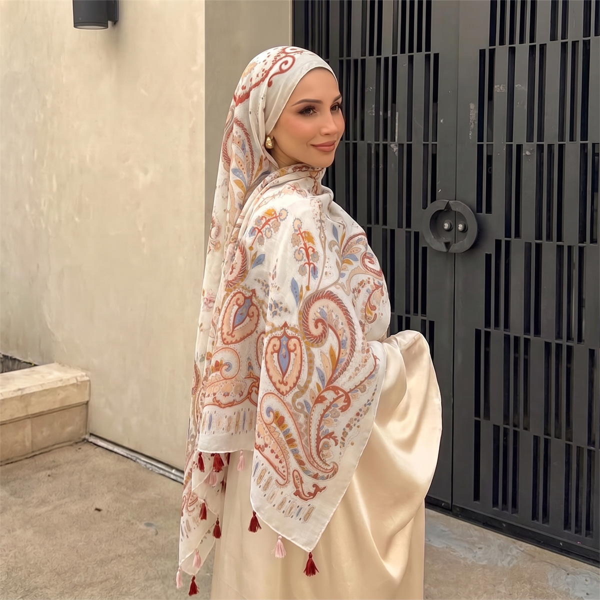 Lenço Hijab Vintage com Estamp - Vintage Fashion For Women avaliação e preço