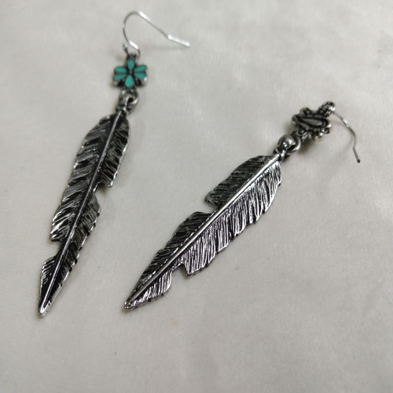 Brincos de penas de prata anti - Vintage Fashion Jewelry Brands avaliação e preço