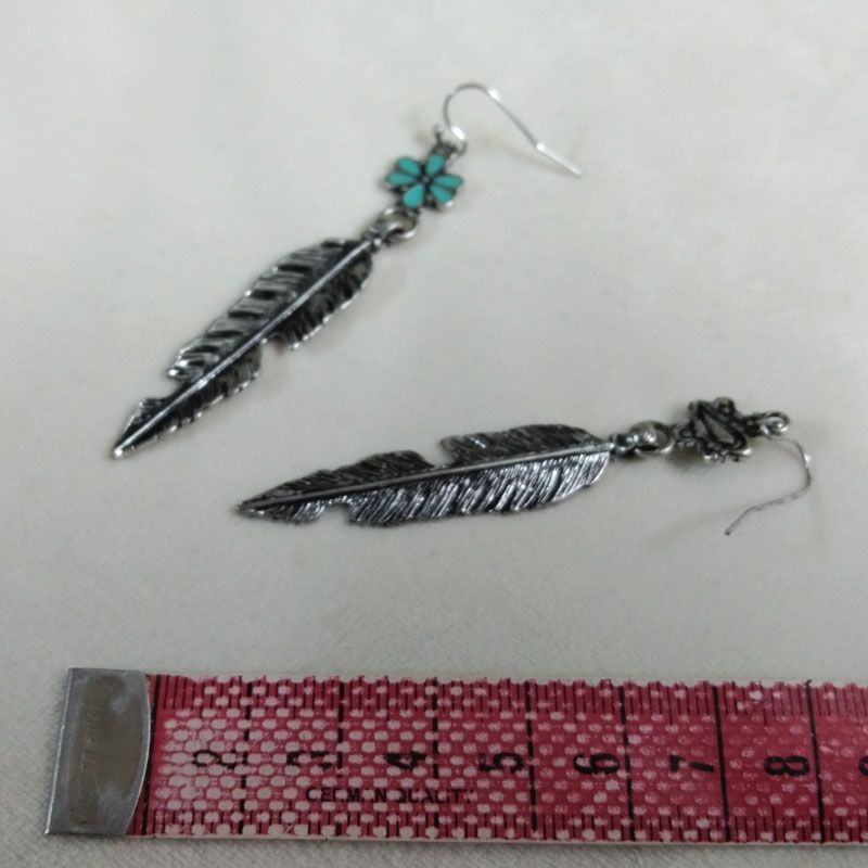 Brincos de penas de prata anti - Vintage Fashion Jewelry Brands avaliação e preço